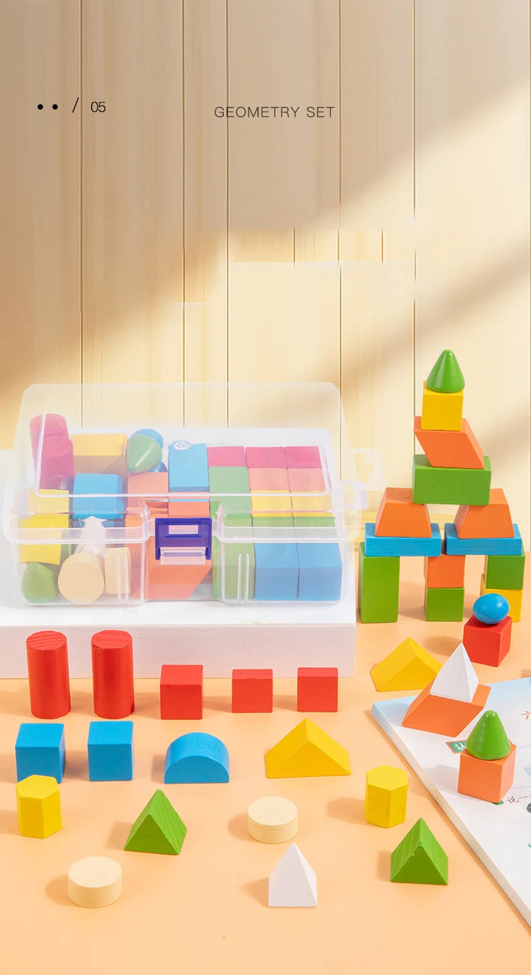 16/24/38Pcs Hot Wooden Building Blocks Set Assembled Building Blocks Baby Shape Color Early Educational Toys Gifts for Children