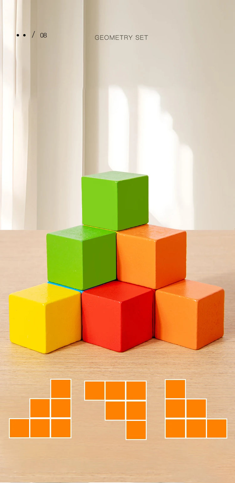 16/24/38Pcs Hot Wooden Building Blocks Set Assembled Building Blocks Baby Shape Color Early Educational Toys Gifts for Children