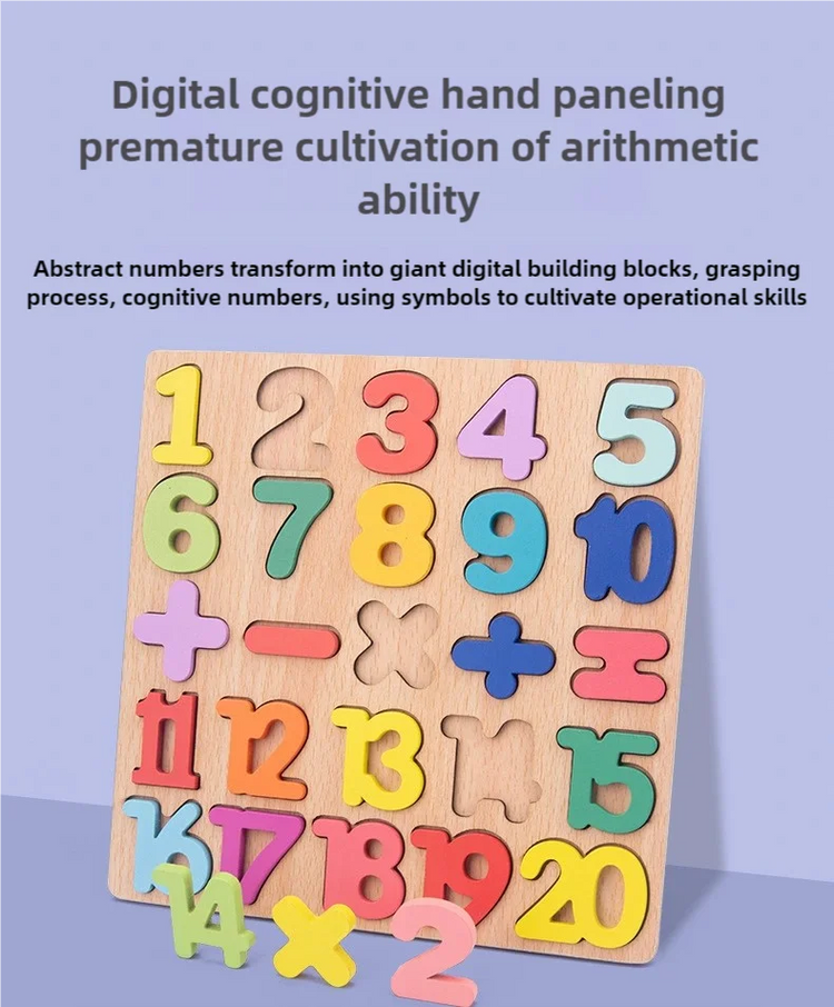 Kids Alphabetic Arithmetic Number Geometric Shapes Wooden Puzzle Montessori Preschool Learning Educational Game Toy for Children