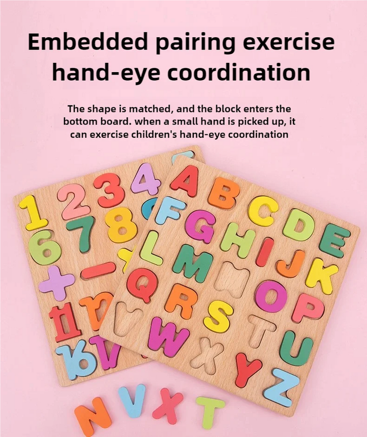 Kids Alphabetic Arithmetic Number Geometric Shapes Wooden Puzzle Montessori Preschool Learning Educational Game Toy for Children